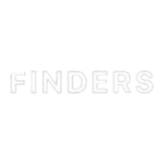The image appears to be the word "FINDERS" written in a bold, stylized font. The text is presented in a high-contrast black and white design, creating a stark and attention-grabbing visual effect.